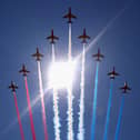 The Red Arrows performing before the British Grand Prix in 2018 (Photo: Mark Thompson/Getty Images)
