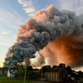 Plumes of smoke rise from the Linwood Industrial Estate in Elderslie. Picture: Laura (@laura1785)