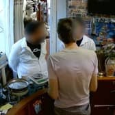 CCTV captures a couple allegedly leaving with cash after conning a pawnbroker with an audacious fake gold swap. 