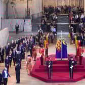 Members of the public file past the Queen’s coffin in Westminster Hall. Credit: Yui Mok - WPA Pool/Getty Images