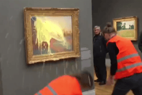 Climate activists threw mashed potatoes over a Monet painting at an art gallery in Germany, asking shocked onlookers:”Is this what it takes to make you listen?”.