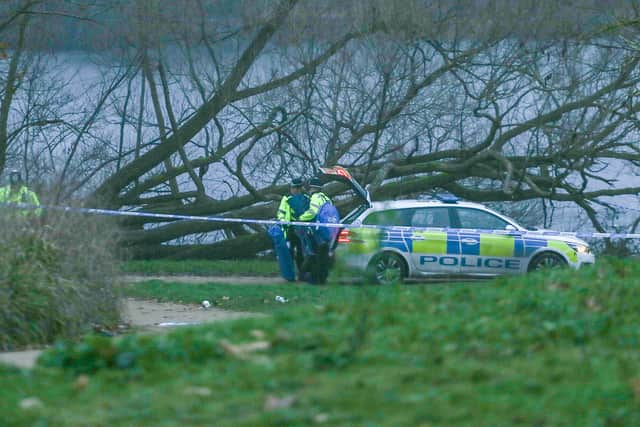 Babbs Mill Lake where approximately six children have fallen through the ice at a Solihull beauty spot.