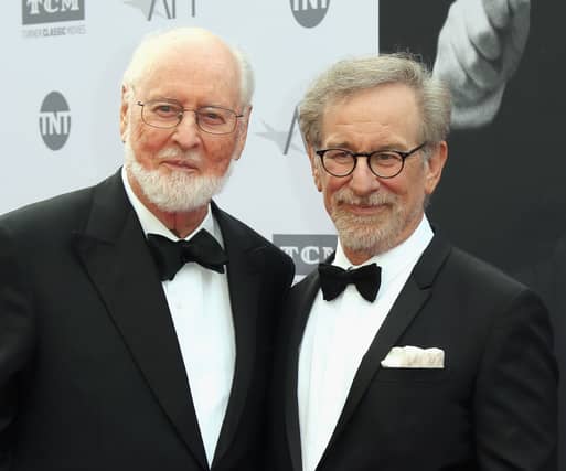 Honoree John Williams and director Steven Spielberg arrive at the American Film Institute’s 44th Life Achievement Award Gala Tribute to John Williams at Dolby Theatre on June 9, 2016 (Credit: Getty Images)
