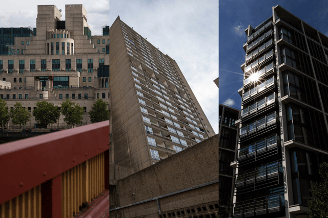 [L-R] The MI6 Building, Balfron Tower and One Hyde Park maybe historic landmarks in London, but research has shown social media users consider them ‘eyesores’ (Credit: Getty Images)