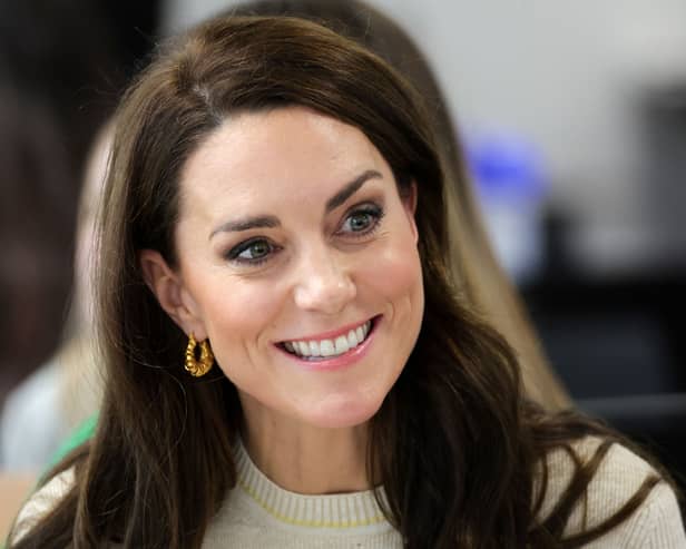 The Princess of Wales reacts as she meets with students and staff on the Childhood Studies course, during a visit to the University of Leeds. 