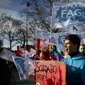 Members of French unions went on strike