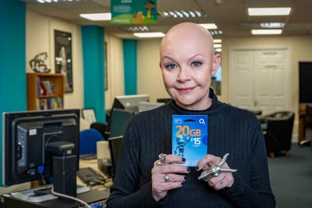 ( FOR 72Point Ltd/ Hope&Glory )Broadcaster, Gail Porter at Learn for Life in Sheffield. Virgin Media O2 and digital inclusion charity, The Good Things Foundation , want to raise awareness of The National Databank which has opened its 1,000th centre in the U.K.