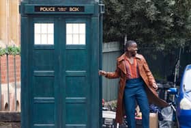 Ncuti Gatwa was seen jumping in and out of the Tardis on set in Bristol.