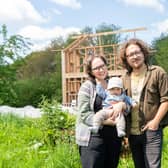 Guy, Viki and Baby Leon, Landmatters Permaculture Community, Devon as the young couple talk about their journey to off grid living.