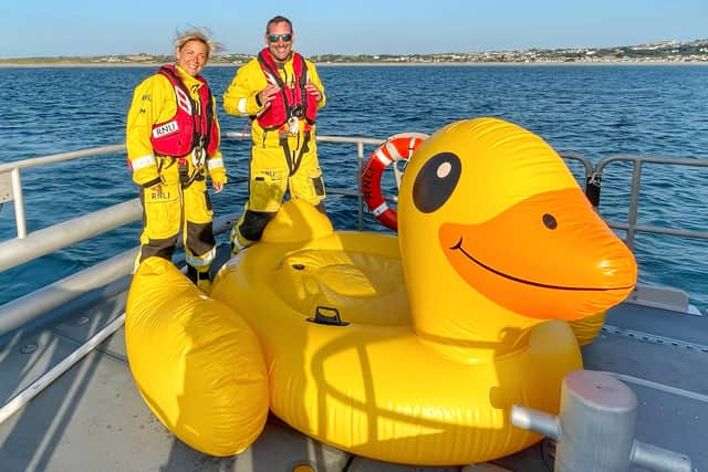 RNLI coastguards with their new apprentice ‘Quackers'