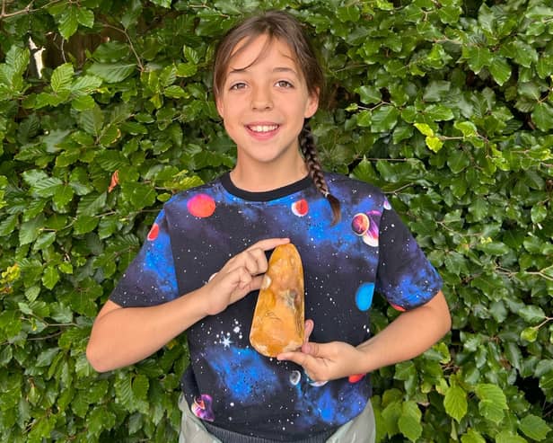 Evie Numan, 10, picked the piece up at a National Trust estate in Surrey, thinking it was a rock.