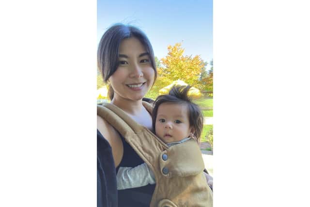 Julia Zhu and baby Millie Ray