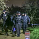 Emergency crews at Babbs Mill Lake, Kingshurst, Solihull, West Midlands.  December 11, 2022. 