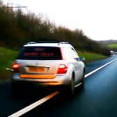 Miley Connors, 37, driving dangerously on the hard shoulder of the M40.  