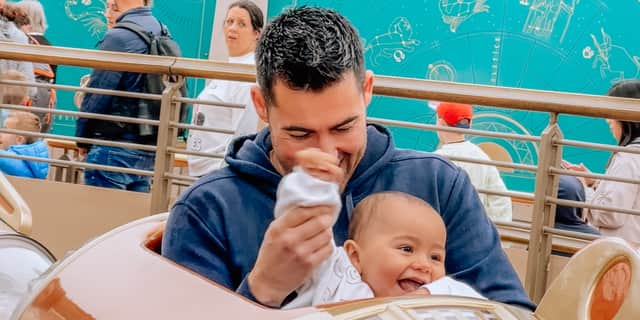 One-year-old Cruz Kimitri-McElroy with his dad Simon McElroy.