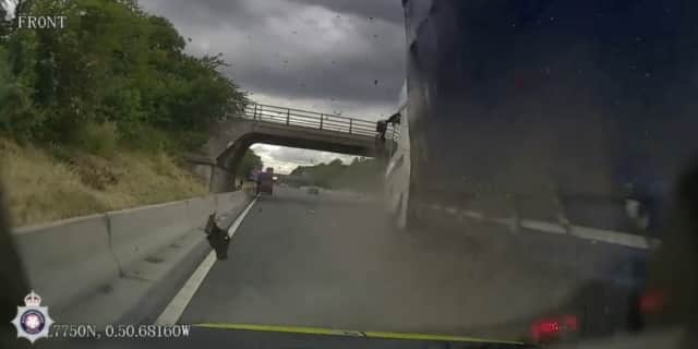 Lorry driver smashes into broken-down horsebox killing horse.