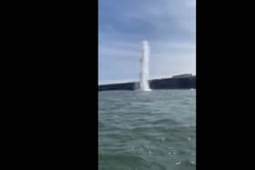 Controlled bomb explosion in sea