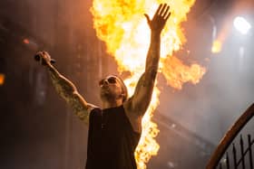 M. Shadows of Avenged Sevenfold at Rock in Rio 2013. The metalcore group is set to close out the main stage at Download Festival 2024 this year before heading back on the European festival circuit. (Credit: Getty Images)