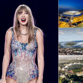 It could be cheaper to see Taylor Swift (left) in locations such as Amsterdam (top right), Dublin (middle right) but not so much for Munich (bottom right) (Credit: Getty Images)