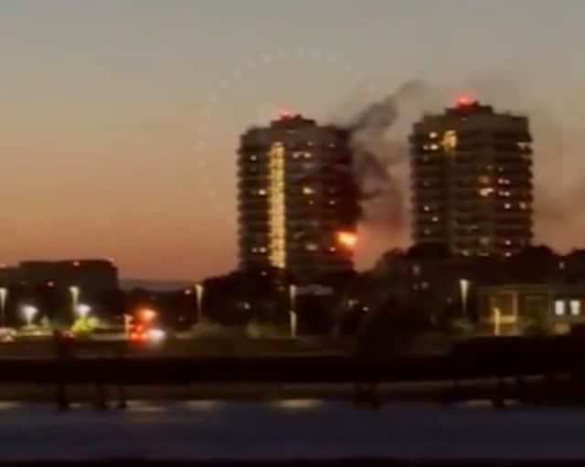 Fire tears through 10th floor flat in east London tower block in North Woolwich