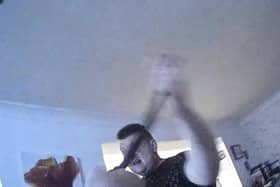 Video grab from police bodycam footage of PC Maverick Reddington being attacked by Mark Fox.