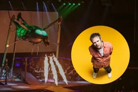 Enter Shikari's Rou Reynolds (inset) is set to tour the United Kingdom in 2025 as part of Jeff Wayne's iconic music, "The War of The Worlds." (Credit: The War of The Worlds/Paul Haries)