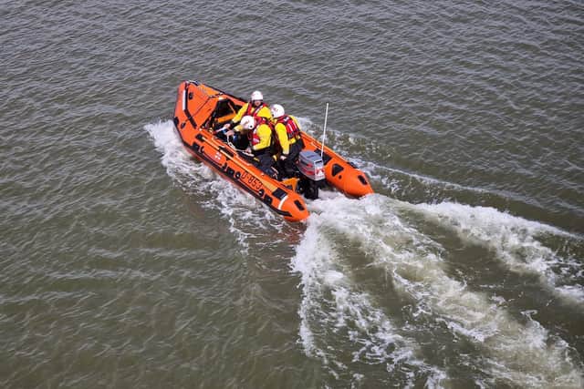 Fleetwood RNL's inshore lifeboat, Harbet, was launched to rescue a man and his dog off Fleetwood beach