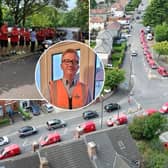 A beloved postman who worked for Royal Mail for 24 years before his death was given a fitting send off as a fleet of red vans joined his funeral. 