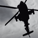 A fearsome Apache gunship was filmed on a low pass over Grindleford.