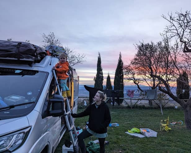 Bex Elliott and son Ronnie on their travels with their campervan.