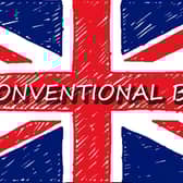 UK flag with Unconventional Brits title