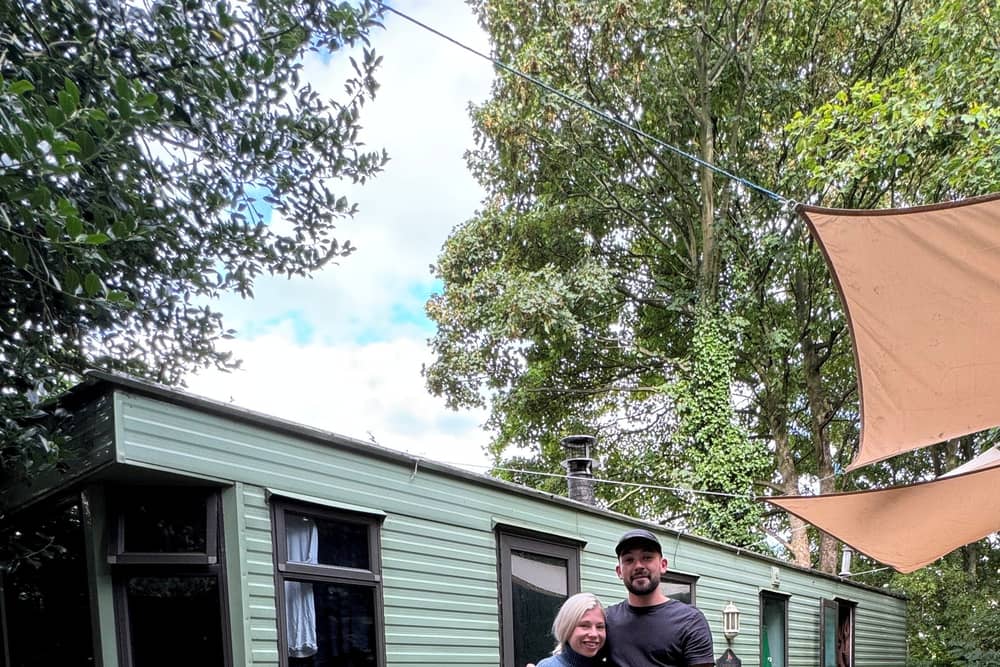 Rudi Smith and his partner Lauren Smith bought a "tatty" static caravan from a scrapyard for £6k to live rent-free - and now save 90 per cent of their wages every month.