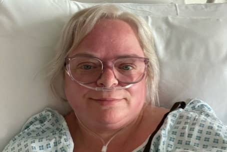 Pippa Sharp in hospital after thrush turned out to be stage three vulval cancer.