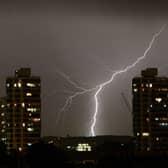 Lightning lit up London's skyline over the weekend