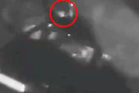 CCTV captures two men creeping up on the parked car 