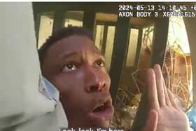 Drug dealer's confused reaction when police find him hiding in garden