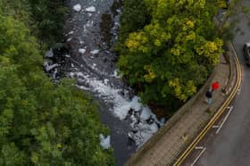 Foam floating along the River Tame after reports of pollution