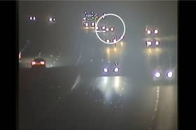 Drug driver stops on busy motorway - forcing HGVs to swerve.