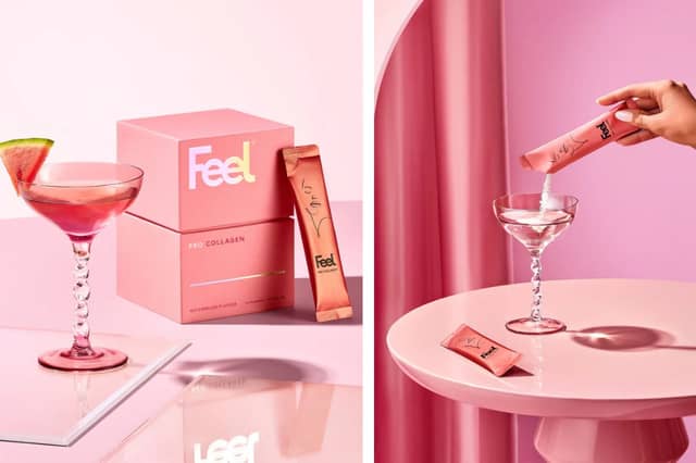 Feel Pro Collagen beauty supplement sachets come in a range of flavours