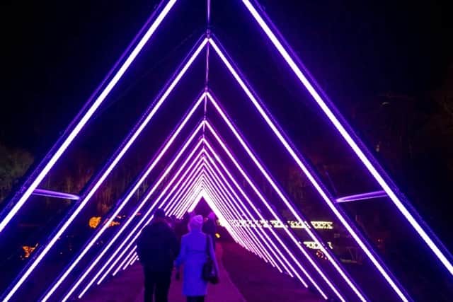 Triangulate is a ight prism tunnel made up of 19 LED triangles spanning 42m in length and providing visitors with an incredible immersive sound and light experience.
