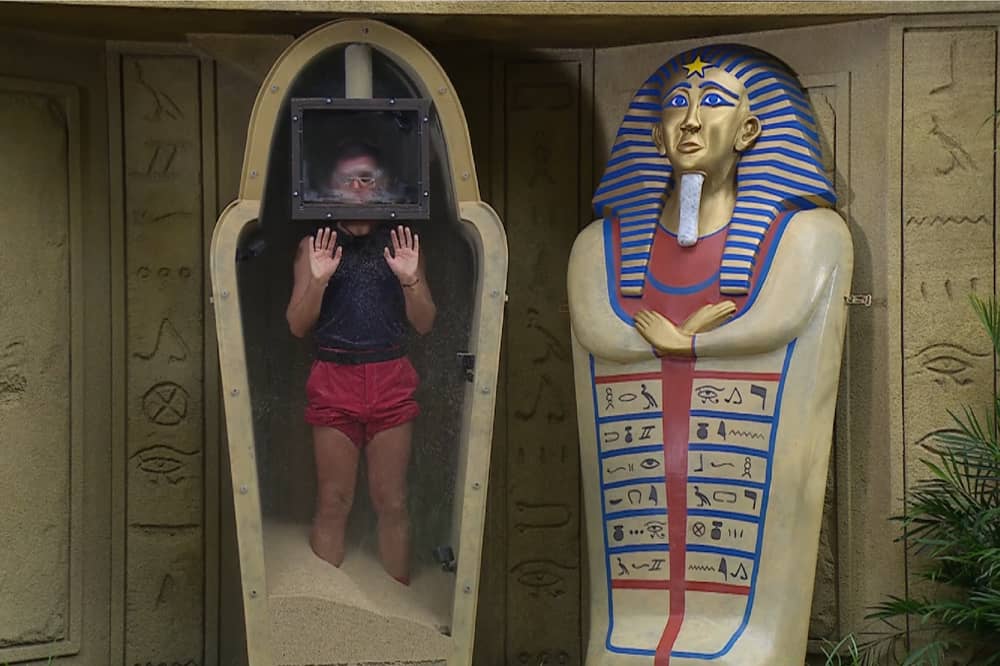 Dean McCullough takes on ‘Sinister Sarcophagus’ Bushtucker Trial.