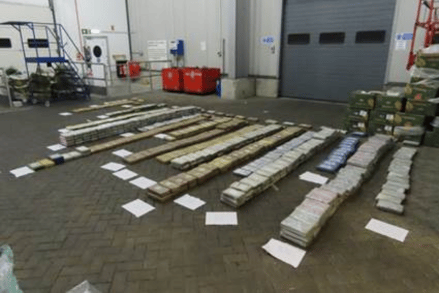 Cocaine seized in the banana boxes.
