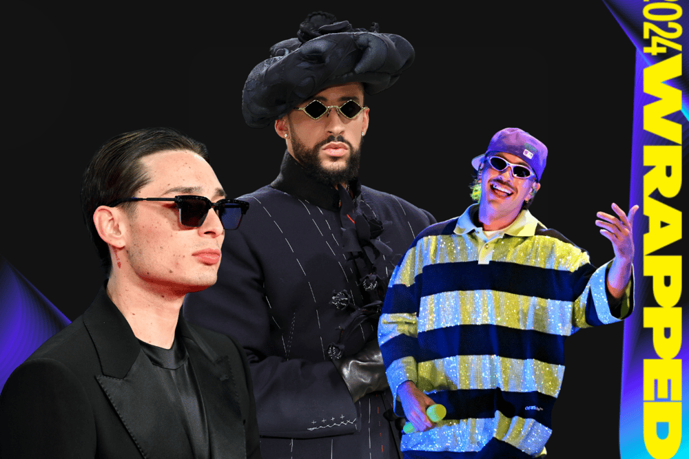 [L-R] Peso Pluma, Bad Bunny and Feid have all returned to the Spotify Wrapped top 10 in 2024, as the three are amongst the most streamed artist by users on the platform this year.