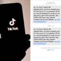 TikTok scam message to watch out for in 2025. 