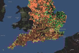 Live map shows areas of recent sewage spills in England.