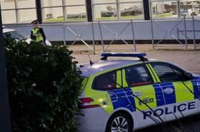 Police remain at the scene at All Saints School, Sheffield