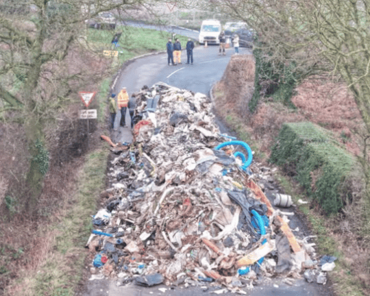 Dramatic pictures posted on Facebook posted by Watery Lane resident Elaine Hutchings show the scale of the fly tipping.