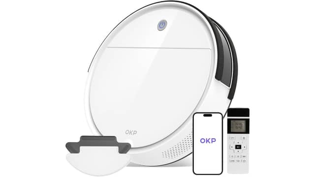 The OKP robot vacuum has the latest high-tech features