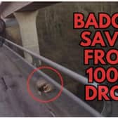 A person preparing to rescue a badger from a 100 metre drop
