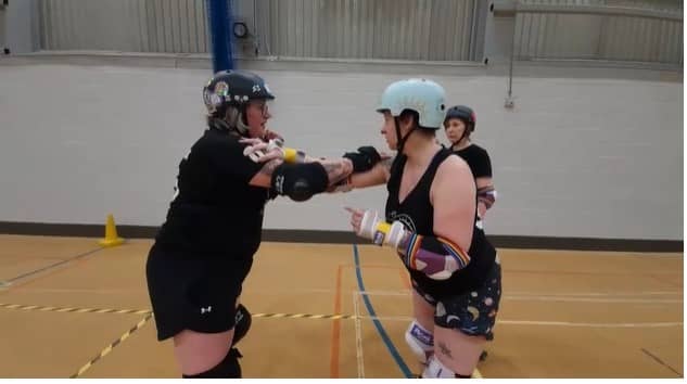 A roller derby training session in Preston